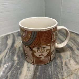 Laurel Burch Coffee Cup Tribal Egyptian Design Primordial Dream VTG Japan